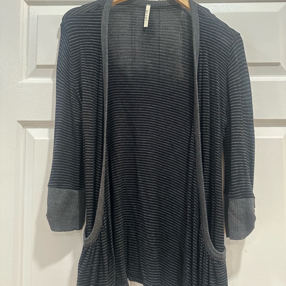 Miami Black and Gray Striped Cardigan